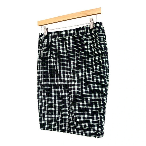 The LIMITED Women's Green & White Criss Cross Pattern Pencil Skirt Size 8 - Picture 5 of 7